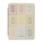 Curio Kindle case featuring a colorful geometric pattern in pastel shades on a light background.