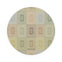 Curio mouse pad featuring a circular design with a colorful geometric pattern in pastel shades.