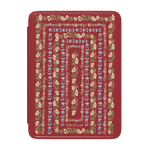 Fiona Kindle case featuring a red background with floral patterns in pink, blue, and green.