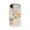 Fleur personalized iPhone case featuring floral designs in pastel colors with a monogrammed letter "A".