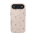 Forage iPhone case featuring a light pink background with small floral patterns and the brand name at the bottom.