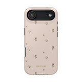 Forage iPhone case featuring a light pink background with small floral patterns and the brand name at the bottom.