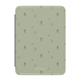 Forage Kindle case in light green with small floral patterns and the brand name "PEN-PILLAR" at the bottom.