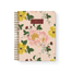 Garden rose notebook with a floral design featuring pink and yellow flowers on a light pink background.
