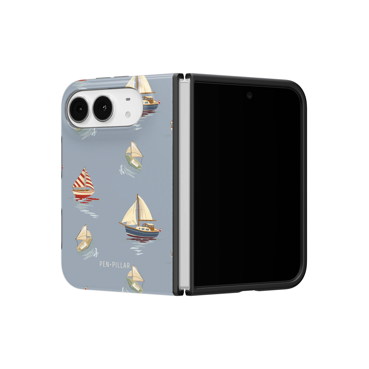 Harbor iPhone 18 Duo case on a half-open iPhone 18 Duo, angled view