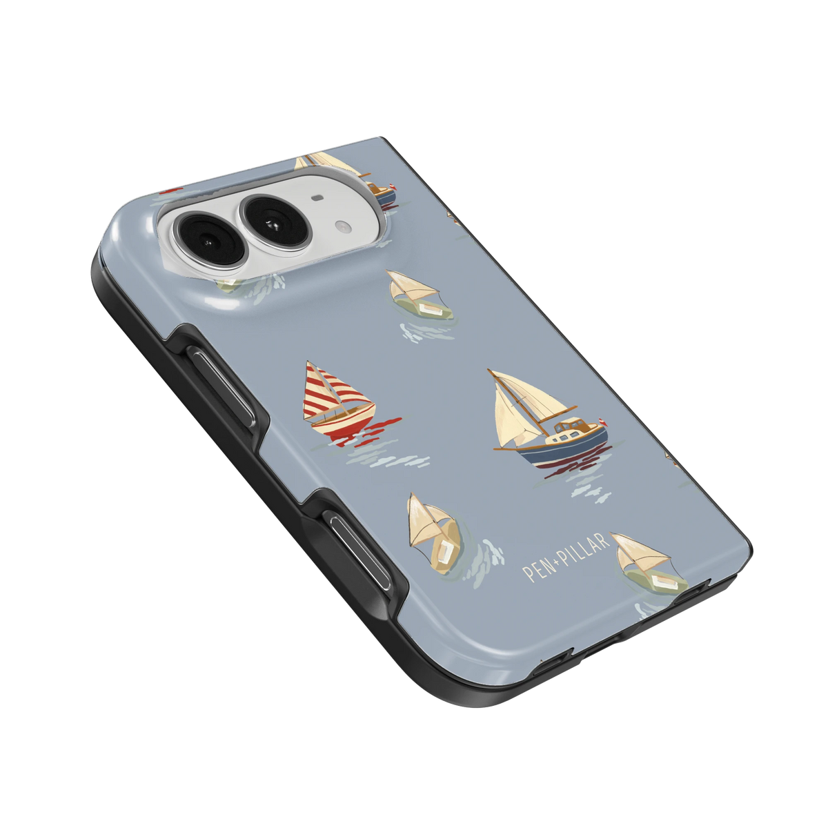 Harbor iPhone 18 Duo case, angled view showing the camera surround and side buttons