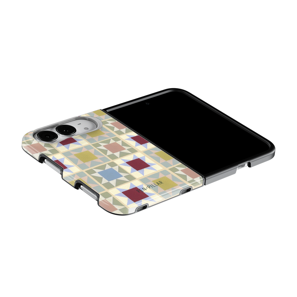 Heirloom iPhone 18 Duo case on an iPhone 18 Duo lying flat, unfolded