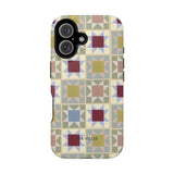 Heirloom iPhone case featuring a geometric pattern in muted colors with a glossy finish.
