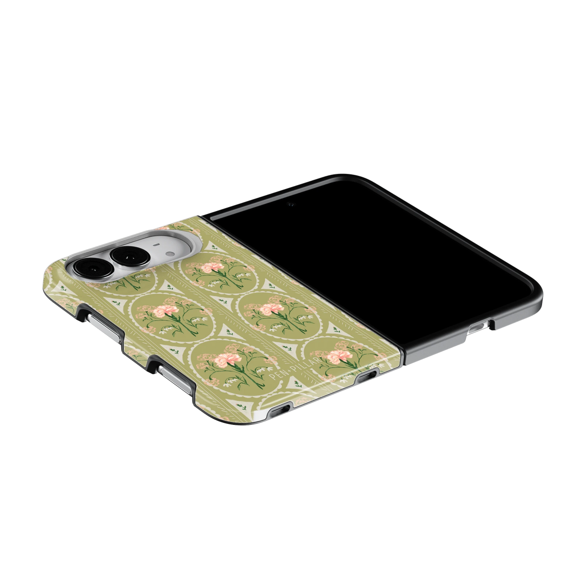 January Birth Month iPhone 18 Duo case on an iPhone 18 Duo lying flat, unfolded