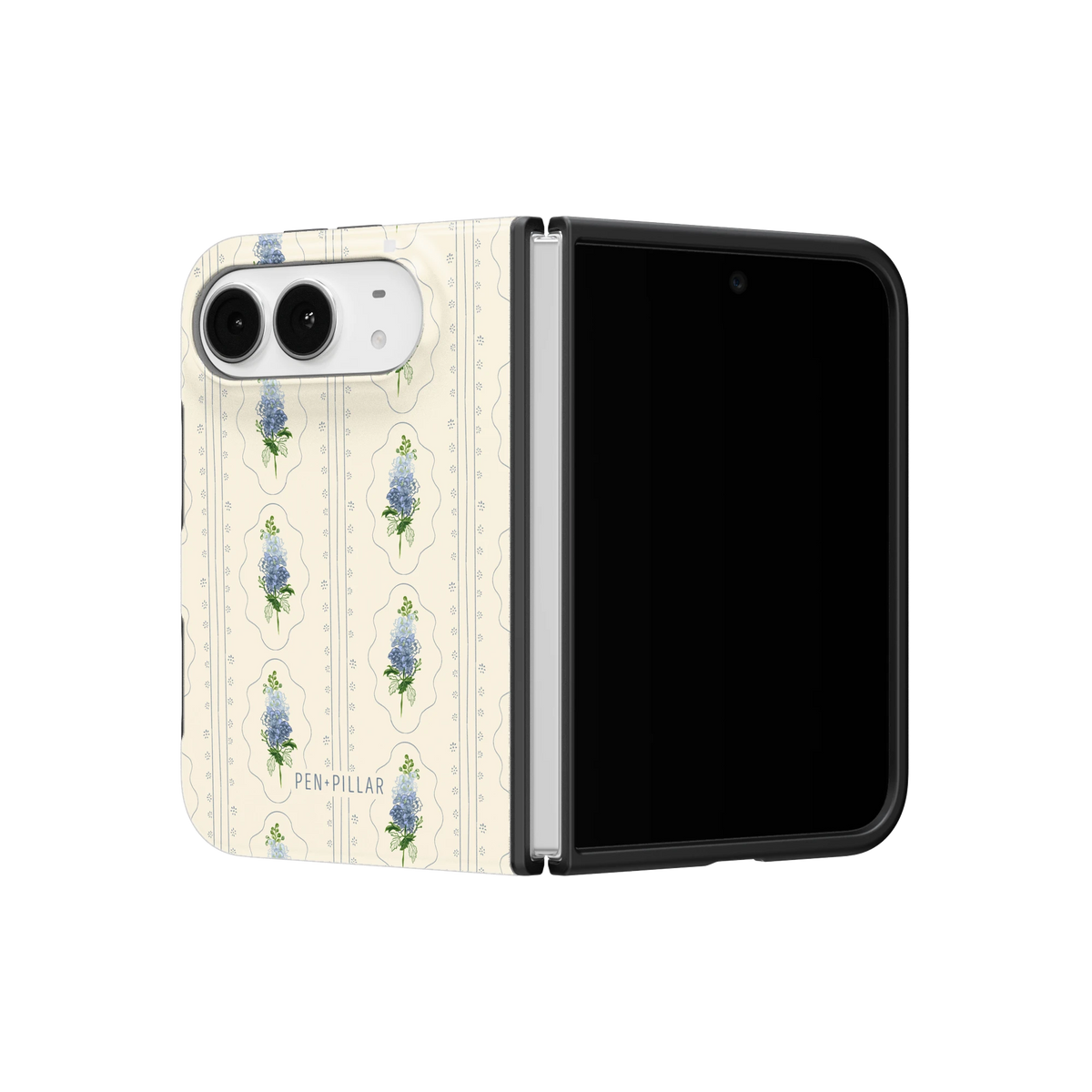 July Birth Month iPhone 18 Duo case on a half-open iPhone 18 Duo, angled view