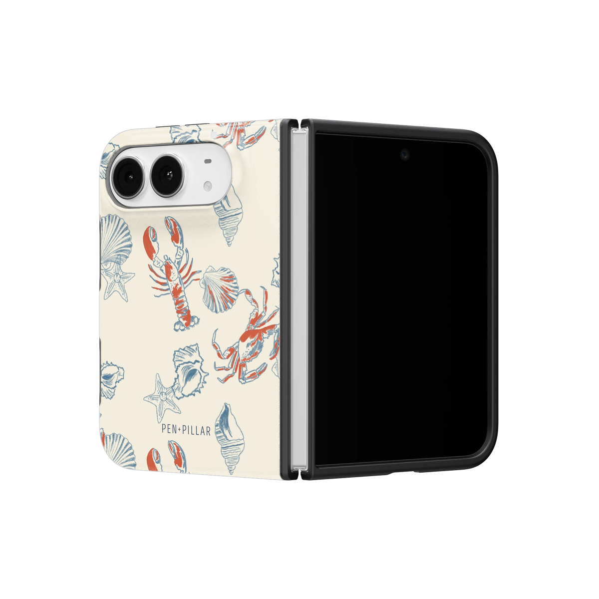 Mariner iPhone 18 Duo case on a half-open iPhone 18 Duo, angled view