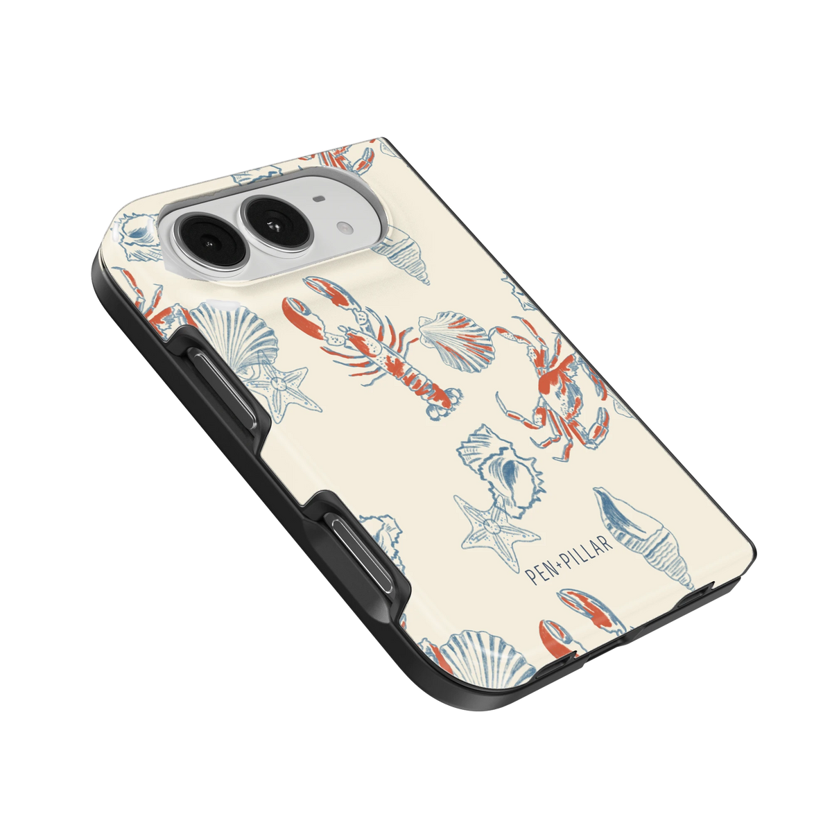 Mariner iPhone 18 Duo case, angled view showing the camera surround and side buttons