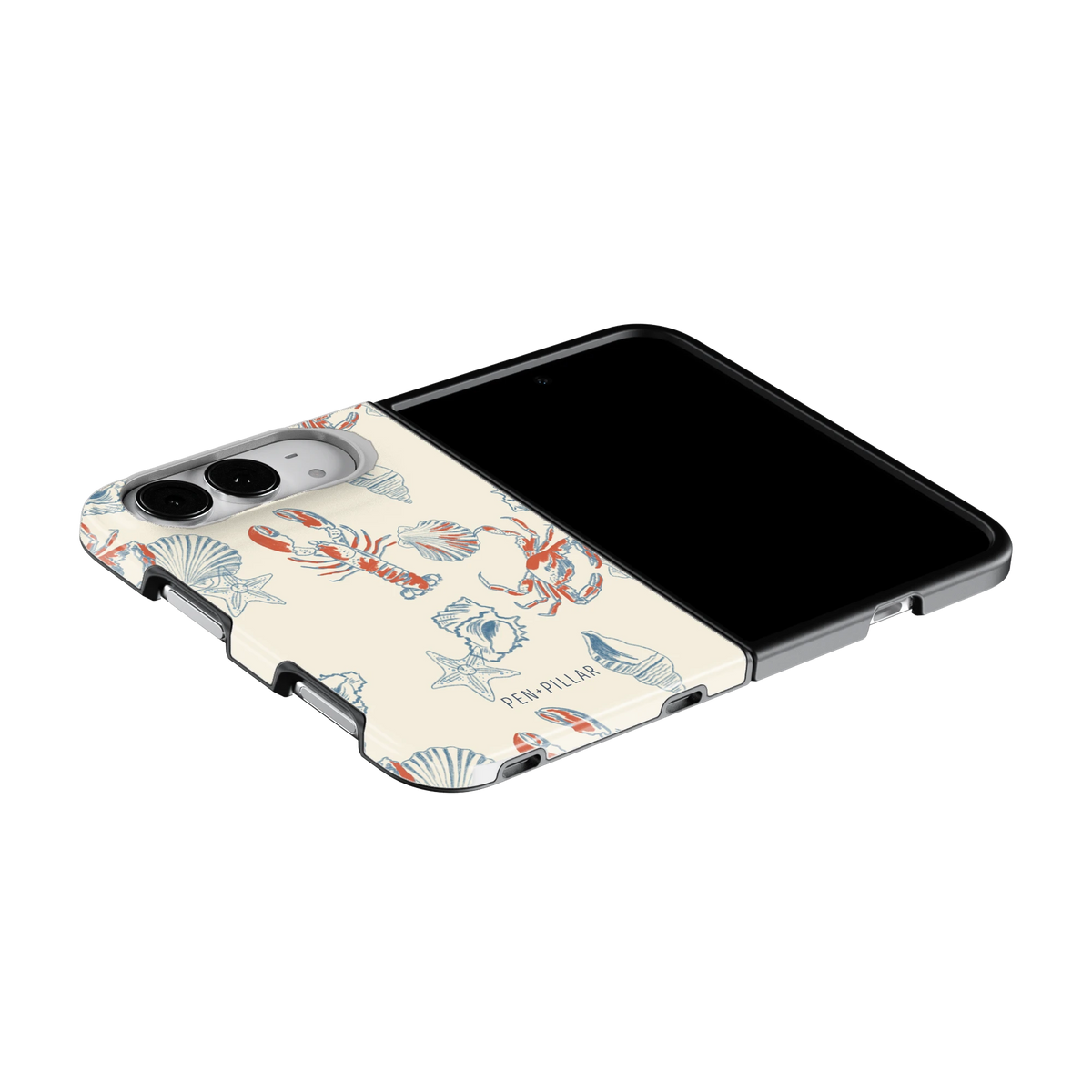 Mariner iPhone 18 Duo case on an iPhone 18 Duo lying flat, unfolded