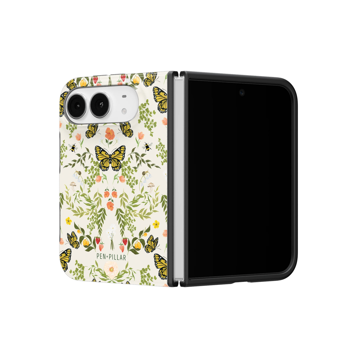 Monarch iPhone 18 Duo case on a half-open iPhone 18 Duo, angled view
