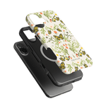 Monarch iPhone case featuring a floral and butterfly design with a black inner layer for protection.
