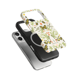 Monarch iPhone case featuring a floral design with butterflies, layered over a black and clear case.