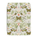 Monarch Kindle case featuring a floral and butterfly design in yellow, green, and pink on a light background.