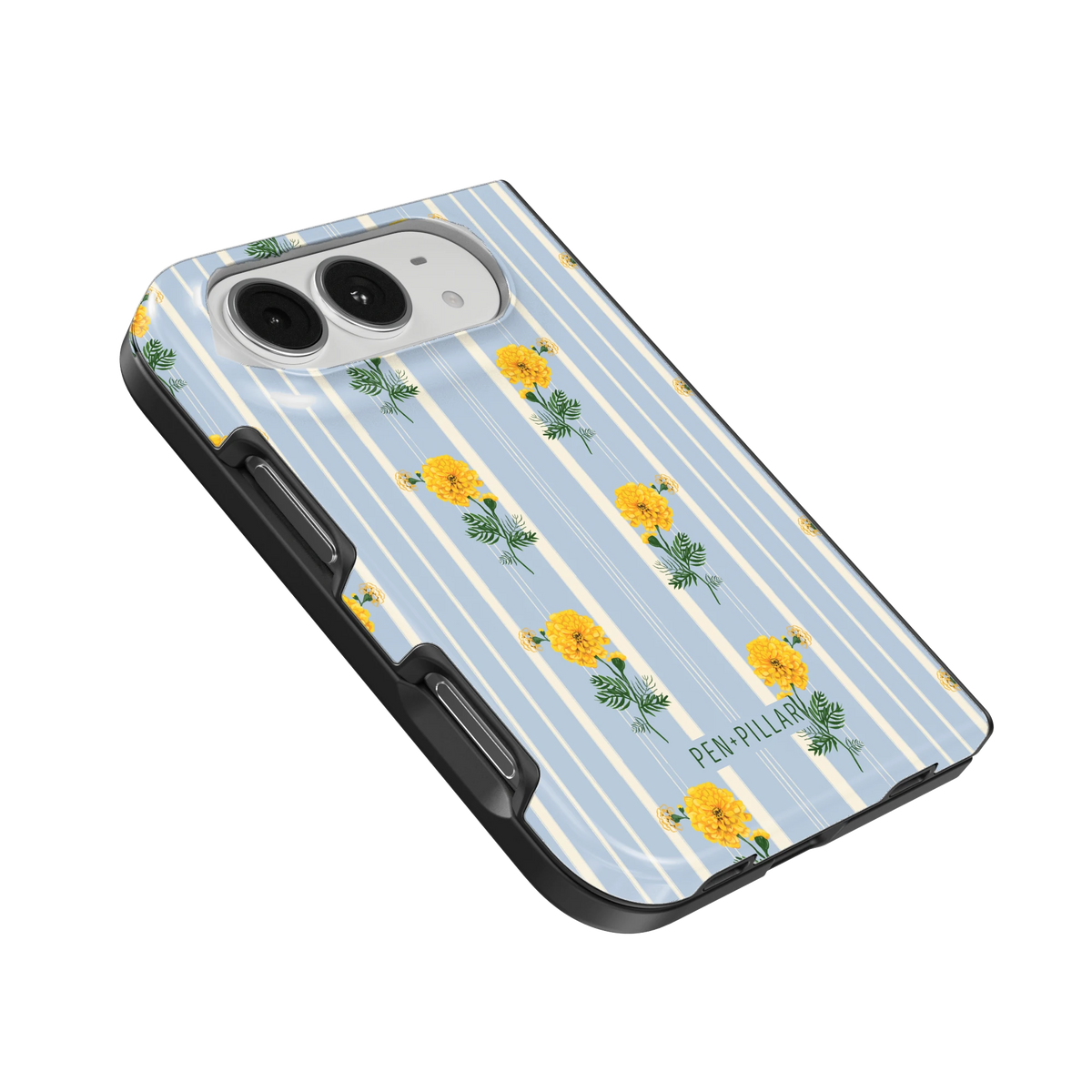 October Birth Month iPhone 18 Duo case, angled view showing the camera surround and side buttons