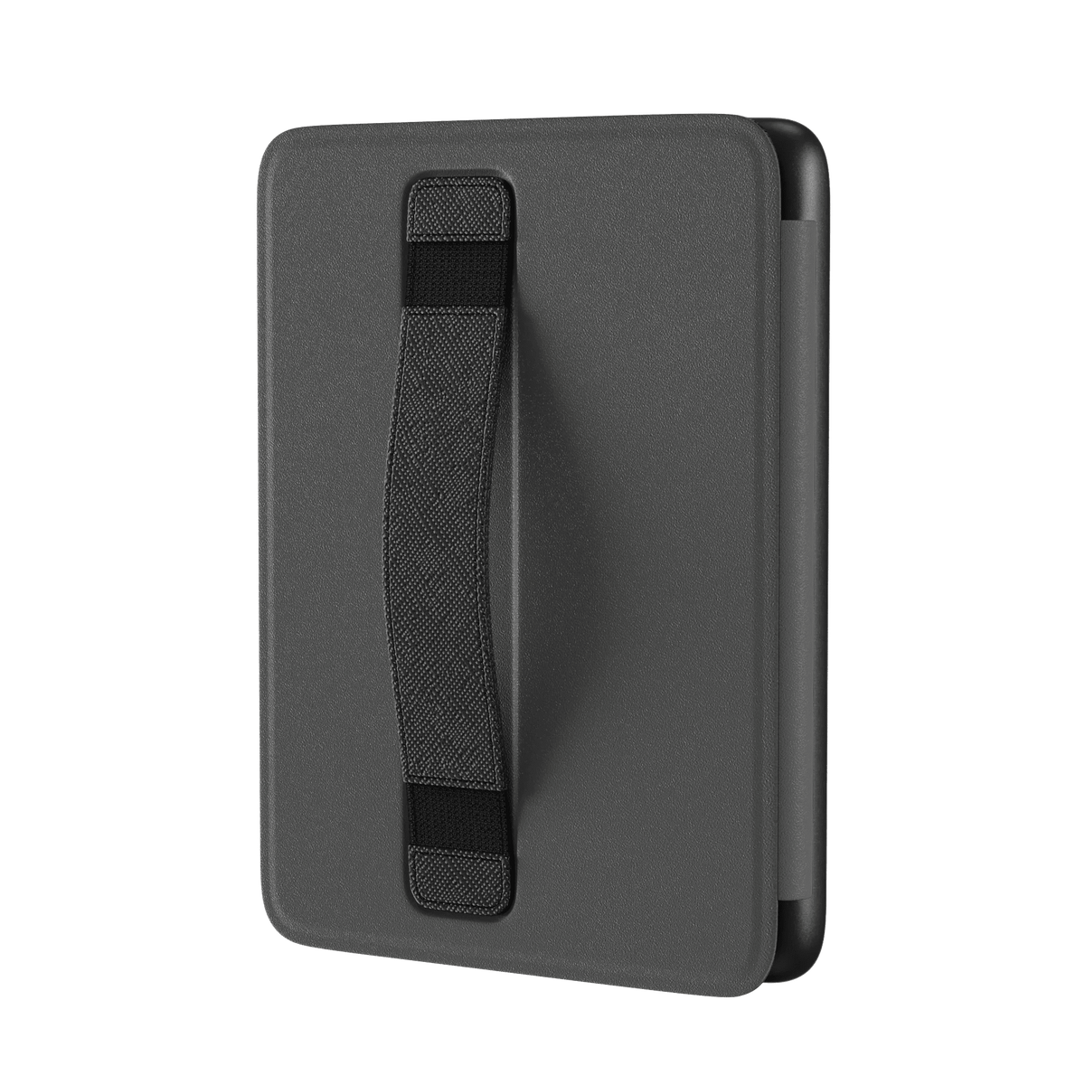 Orchard Kindle case in dark gray with a textured black strap for secure handling and protection.