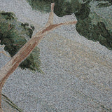 Orchard woven blanket featuring a detailed tree design with green leaves and a textured background.
