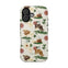 Pasture iPhone case featuring a floral and farm animal design in soft colors on a light background.
