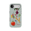 Personalized phone case featuring colorful vegetables on a blue checkered background with the name "Eleanor" at the bottom.