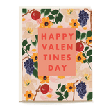 Pomegranate Valentine's Day card featuring floral designs and the text "Happy Valentine's Day" in bold orange.