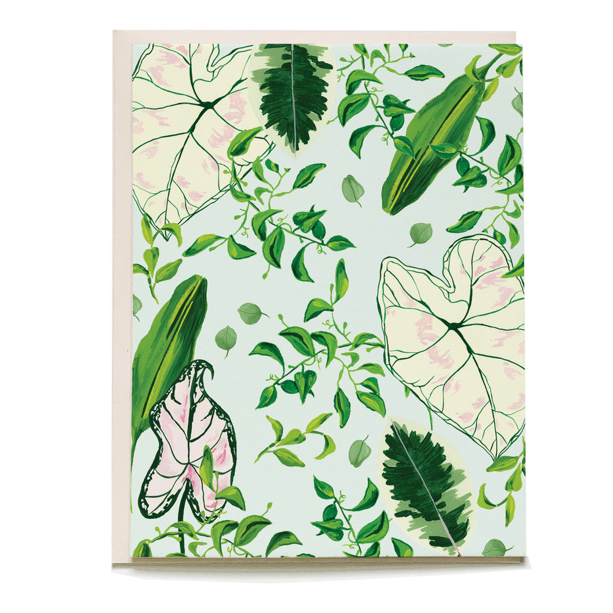 Greenhouse Blank Card by Pen+Pillar with a pale pink envelope