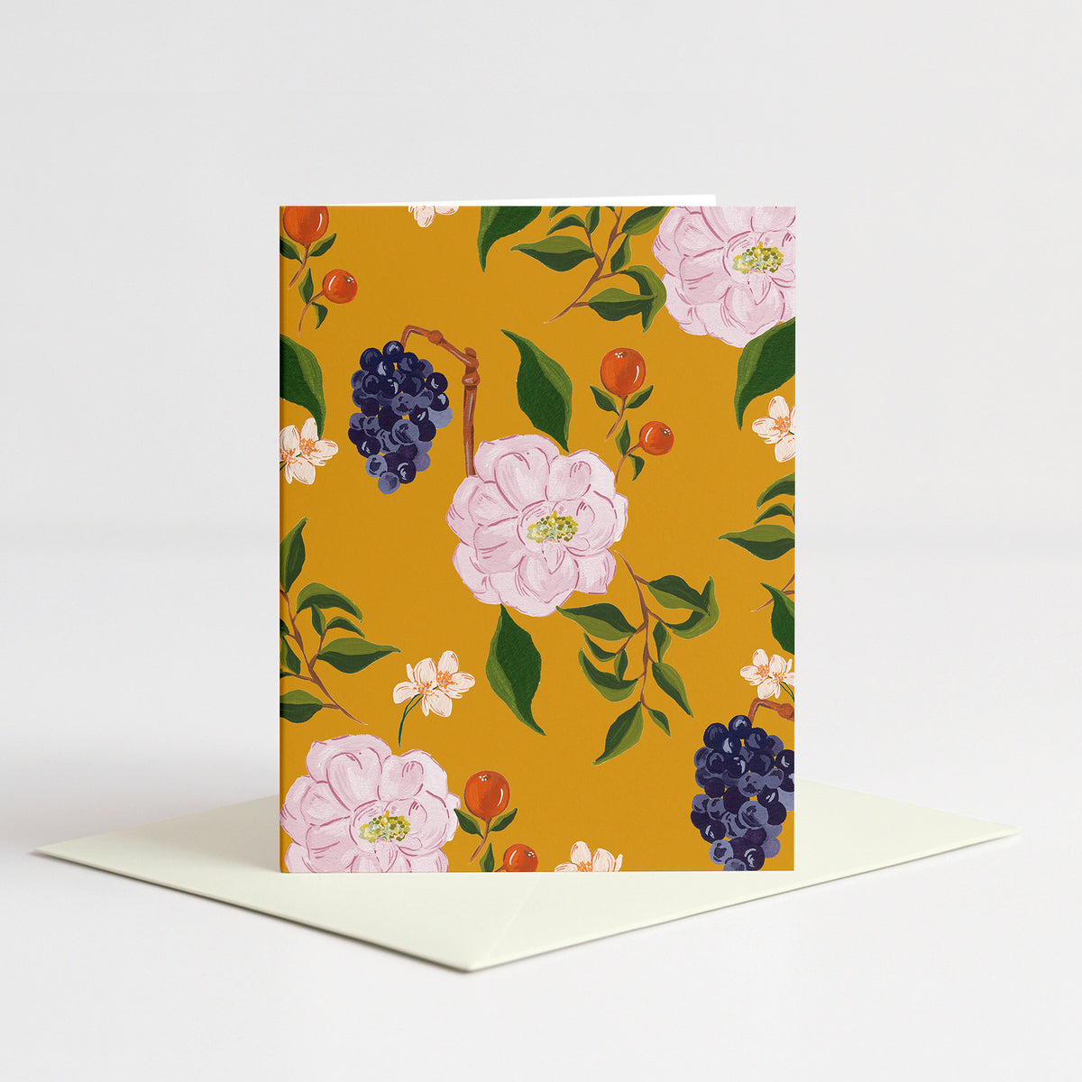 Jeanine Blank Card standing on a natural cream envelope