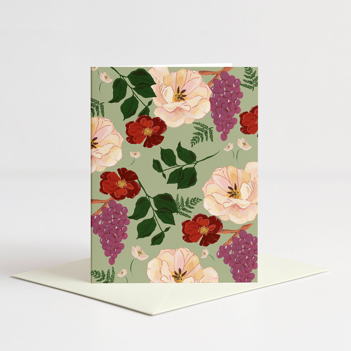 Josephine Blank Card standing on a natural cream envelope