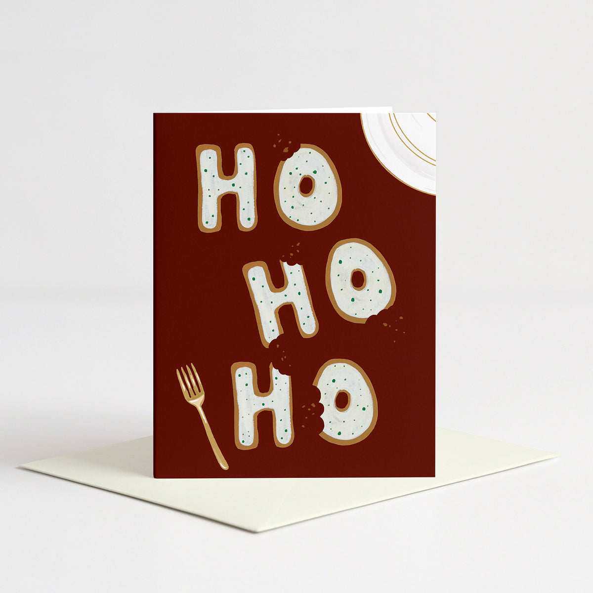 Cookies Holiday Card standing on a natural cream envelope