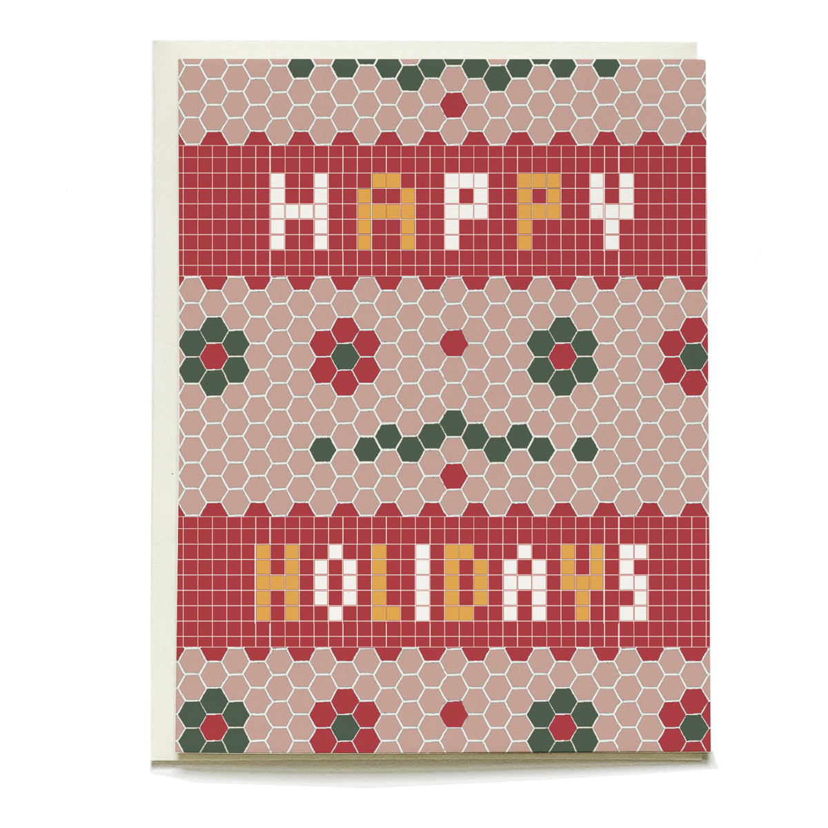 Retro Tile Holiday Card by Pen+Pillar with a natural cream envelope