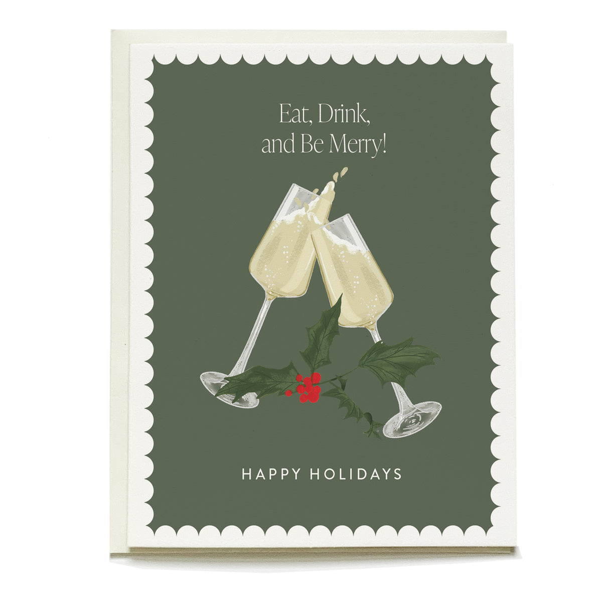 Cheers Holiday Card by Pen+Pillar with a natural cream envelope
