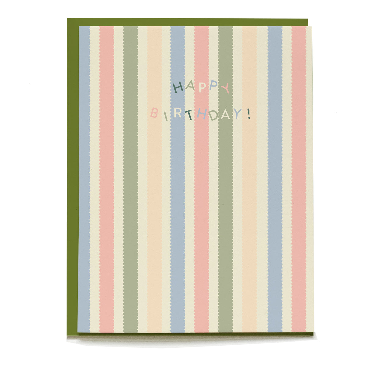 Stripes Birthday Card by Pen+Pillar with a green envelope