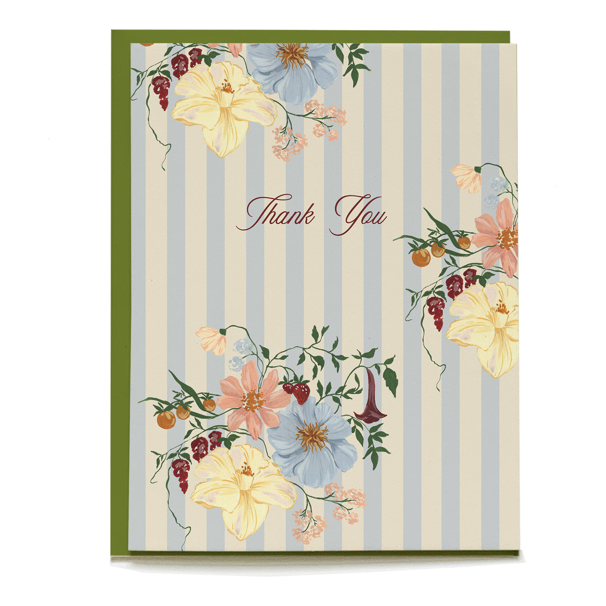 Scarlett Thank You Card by Pen+Pillar with a green envelope
