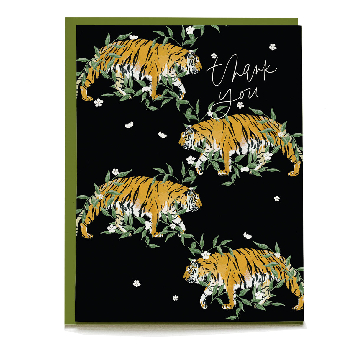 Tiger Vines Thank You Card by Pen+Pillar with a green envelope