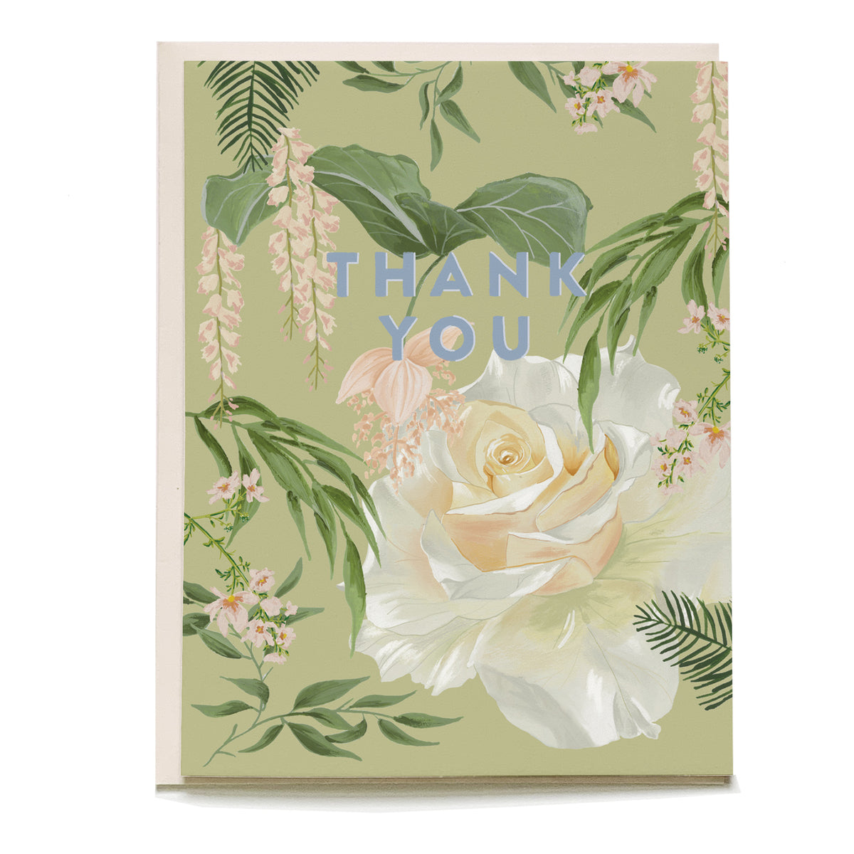 Garden Rose Thank You Card by Pen+Pillar with a pale pink envelope
