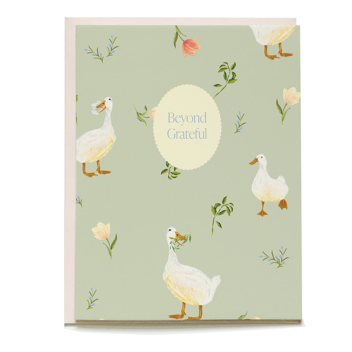 Duck Thank You Card by Pen+Pillar with a pale pink envelope