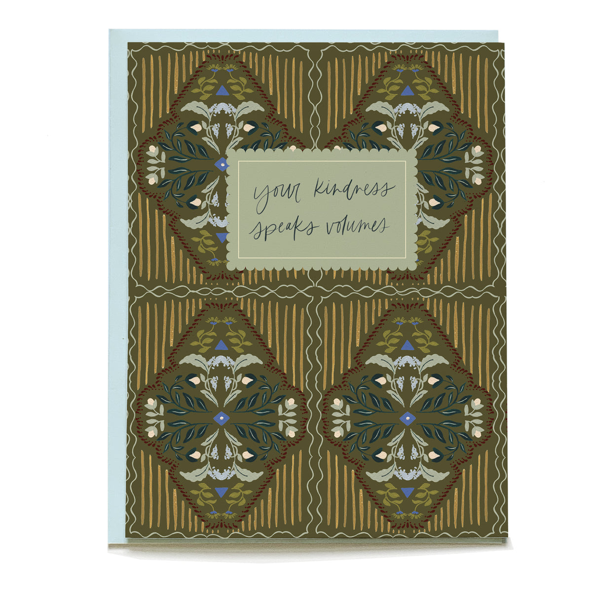 Diamond Sprig Thank You Card by Pen+Pillar with a light blue envelope