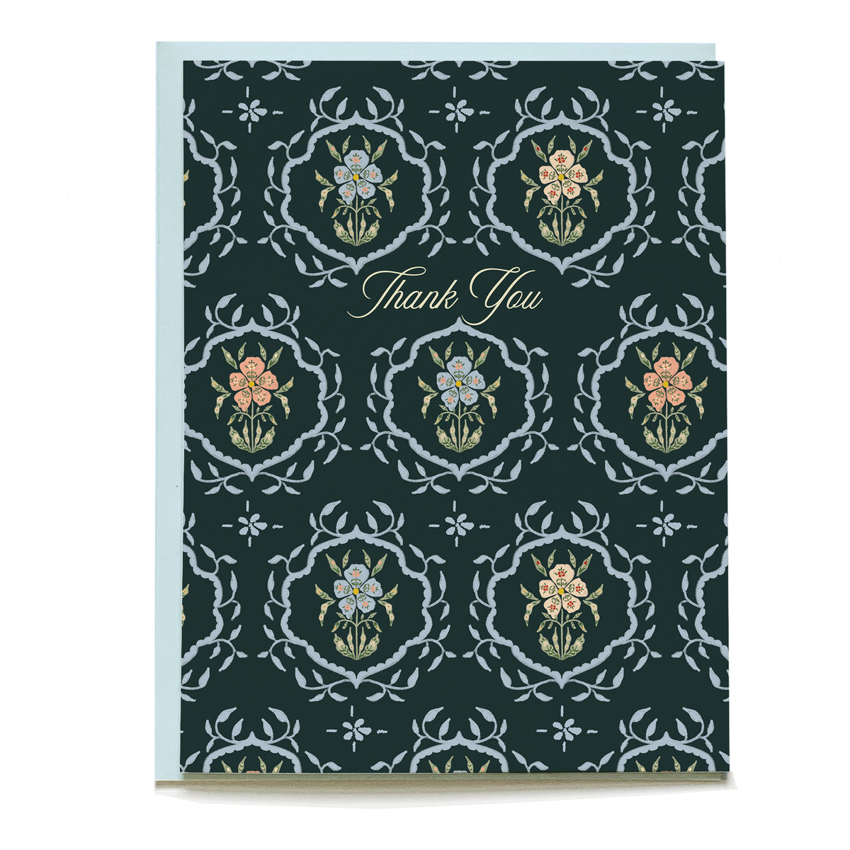 Flourish Thank You Card by Pen+Pillar with a light blue envelope