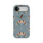Prairie personalized iPhone case featuring a floral and horse pattern on a blue background.