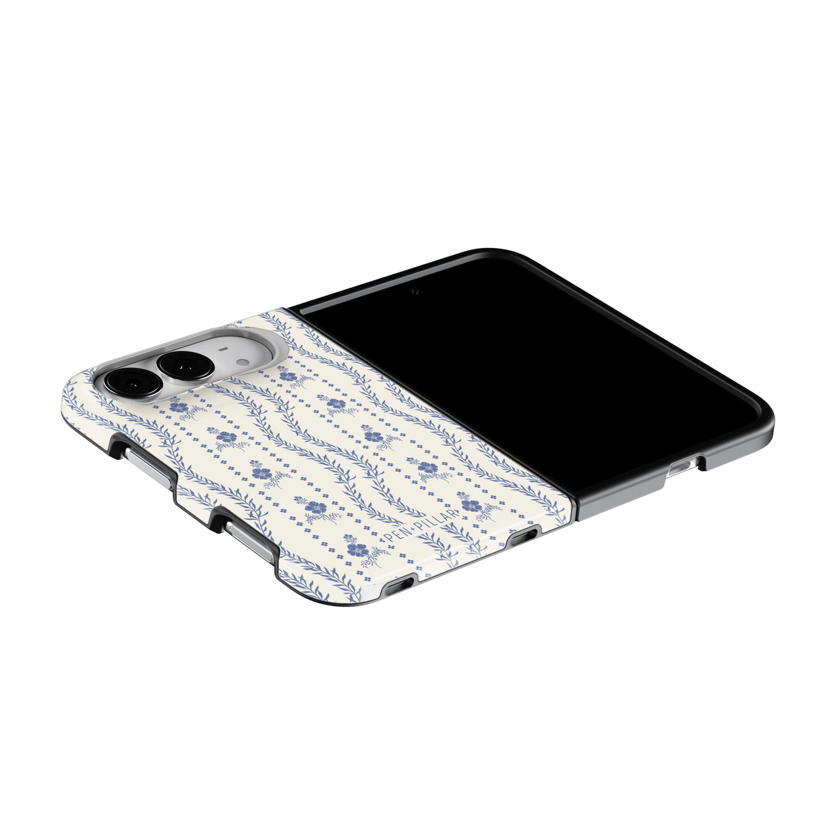 Riviera iPhone 18 Duo case on an iPhone 18 Duo lying flat, unfolded