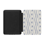 Riviera Kindle case with a floral pattern in blue and white, featuring a black interior and a soft cover.