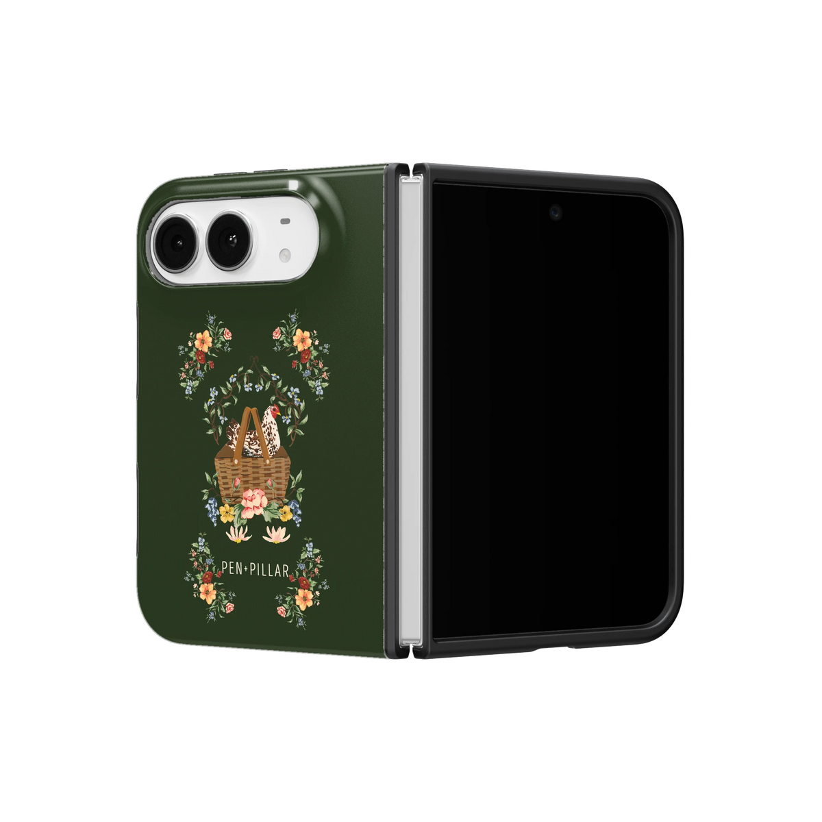 Roost iPhone 18 Duo case on a half-open iPhone 18 Duo, angled view