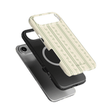 Roselle iPhone case featuring a floral pattern on a cream background, layered over a black phone case.