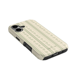 Roselle iPhone case with a floral pattern on a light background, angled view showing camera cutouts and buttons.