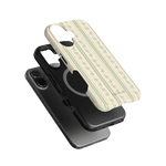 Roselle iPhone case featuring a floral pattern on a cream background, layered over a black phone case.