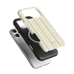 Roselle iPhone case featuring a floral pattern on a light background, layered over a black and silver case.