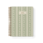 Roselle notebook with a green striped cover and floral pattern, featuring a gold spiral binding.