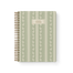 Roselle notebook with a green striped cover and floral pattern, featuring a gold spiral binding.